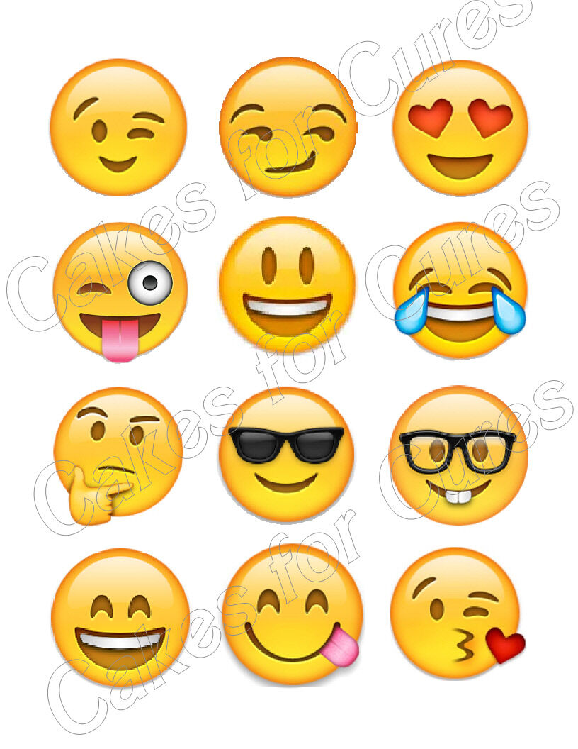 Emoji Emoticon Edible Cupcake Images - Cupcake Toppers – Cakes For Cures