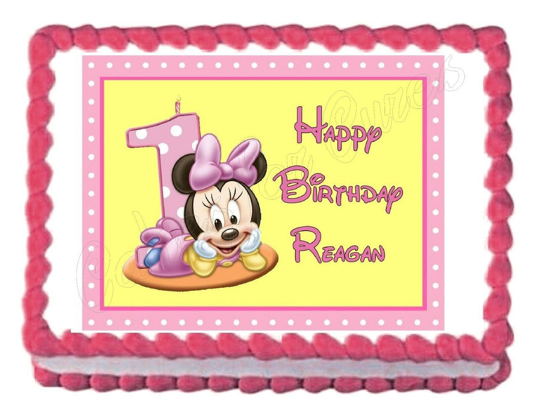 Minnie Mouse 1st Birthday Edible Cake Image Cake Topper – Cakes For Cures
