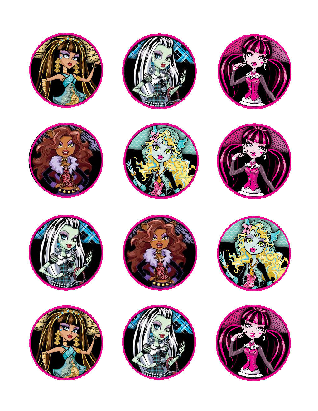 Monster High Edible Cupcake Images - Cupcake Toppers - Cakes For Cures