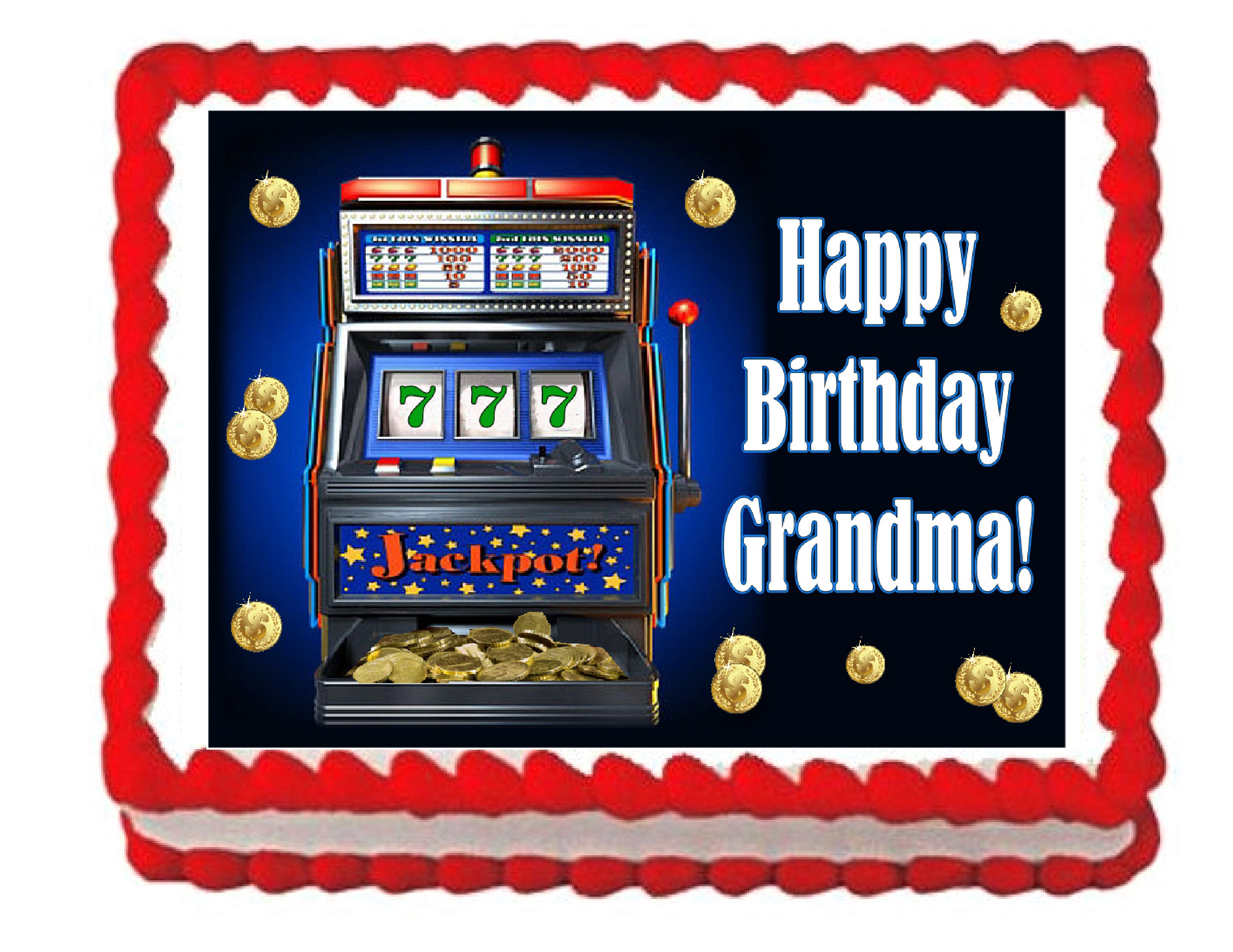 Casino Slot Machine Gold Coins Edible Cake Topper Image ABPID21917 – A  Birthday Place